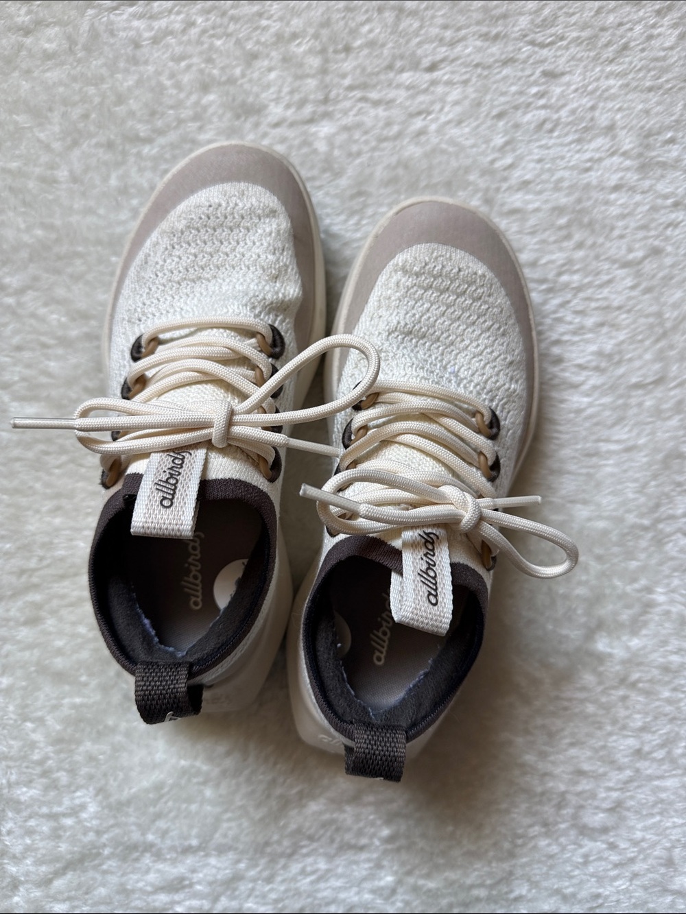 Allbirds  Dasher Utility Cream and Brown Knit Sneakers Size 5.5